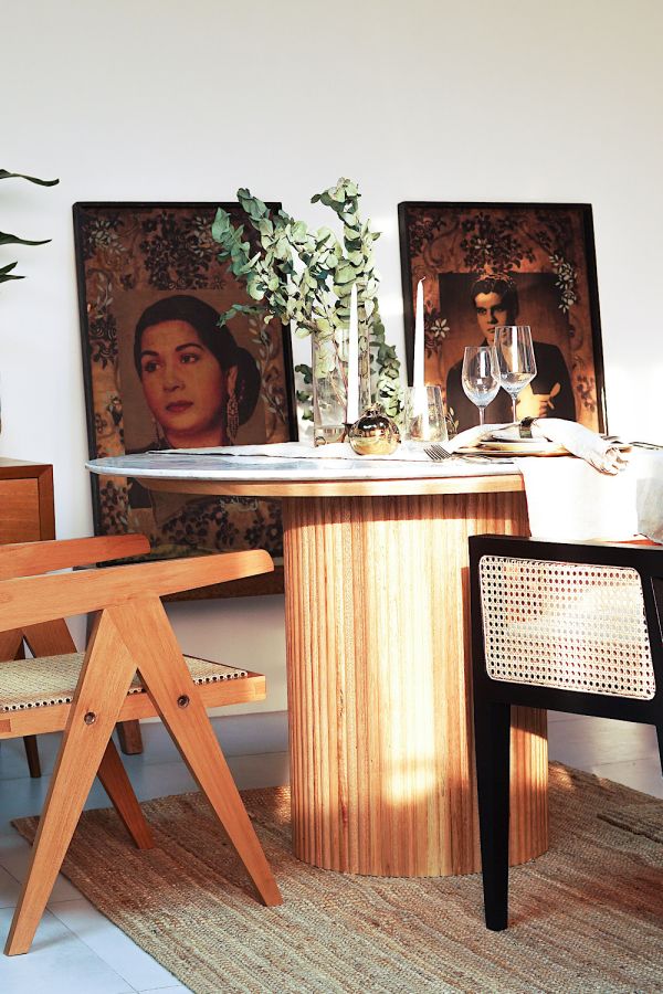 Wood and Marble Dining Table