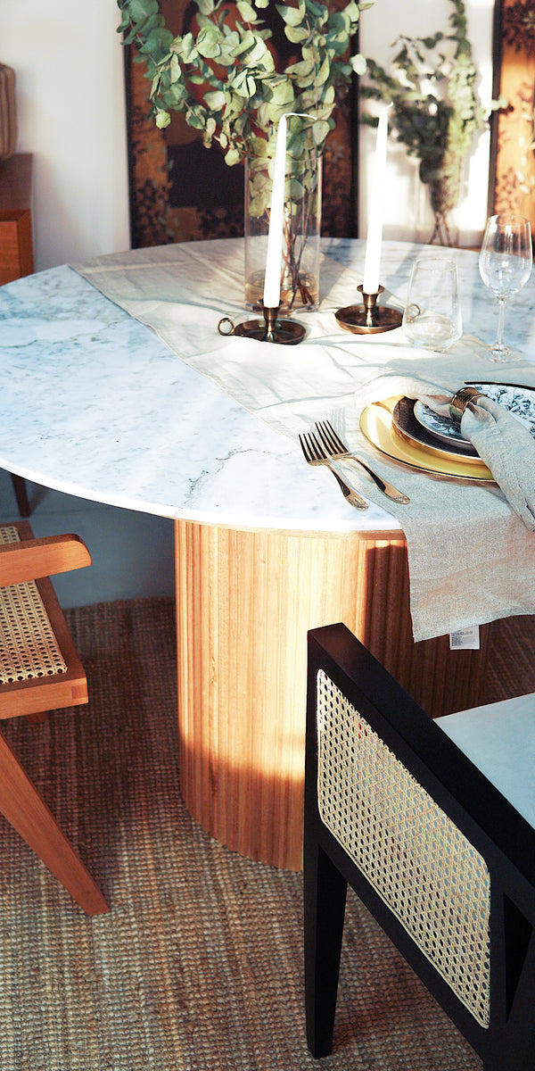 Wood and Marble Dining Table