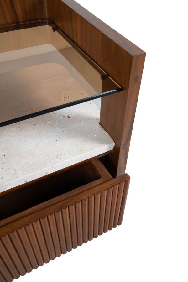 Travantine bedside Table
