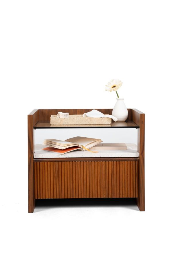 Travantine bedside Table