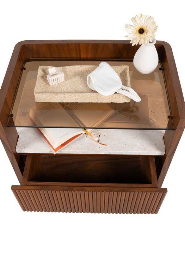 Travantine bedside Table