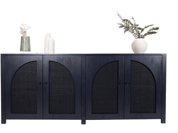 The Navy - Wooden buffet with natural rattan