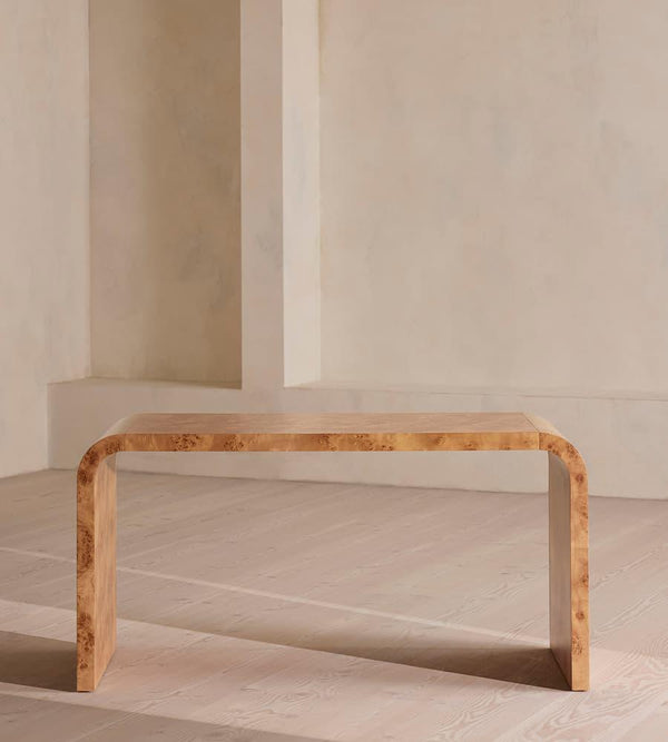 Curved Burl Wood Desk – Sculptural Simplicity, Natural Luxury