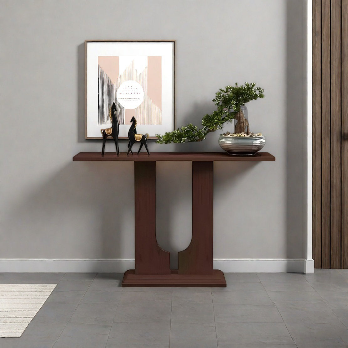 Geometric Wooden Console – Simplicity with Architectural Elegance